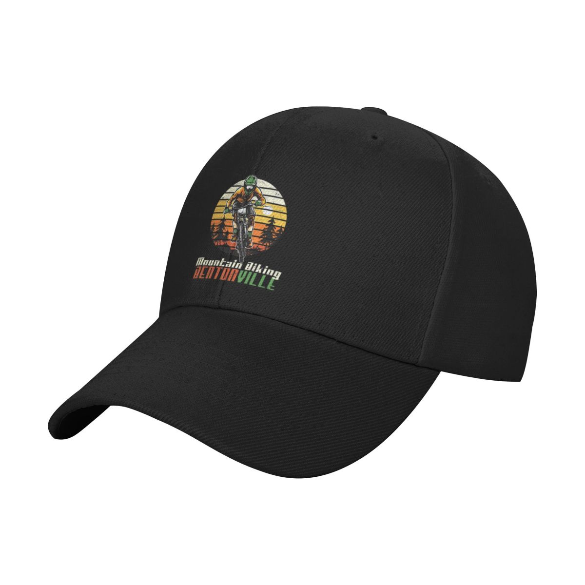 Mountain Biking Bentonville Arkansas - Topi baseball bergaya vintage dengan motif